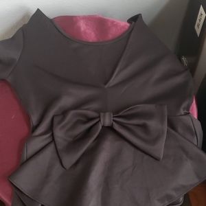 Black bow, V Back Skater Cut Top